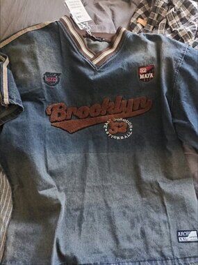 American retro fashion brand denim T-shirt, men's and women's loose short-sleeve